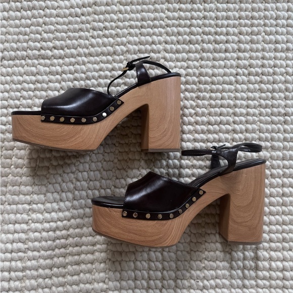 Zara Platform Sandal Brown with Studs size 41 Like New - Picture 4 of 6